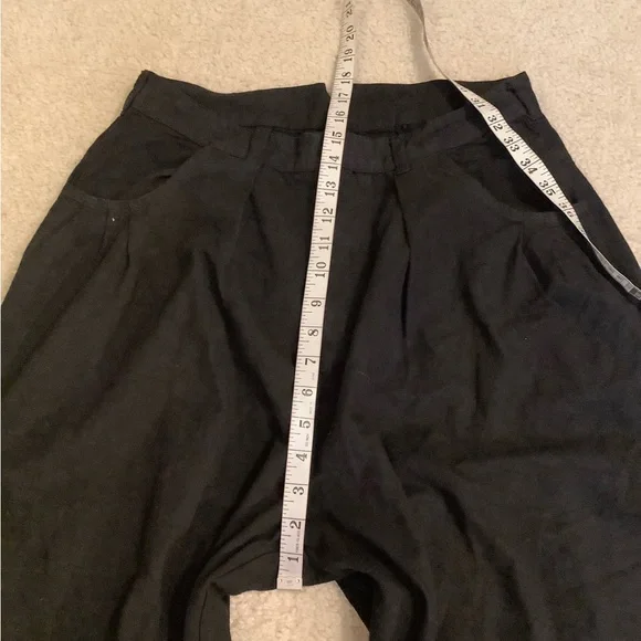 New Free People Sweet Talk Black Wide Leg Chino Pants Cotton & Linen Sz 8 Medium - Picture 6 of 16